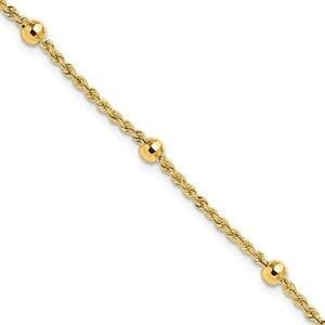 Kazi Luxury 14k D/C Beaded Rope Chain Bracelet